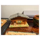 Scandinavian Decor Collection with Book, Figurines, and Folk Art Pottery