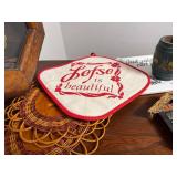 Scandinavian Decor Collection with Book, Figurines, and Folk Art Pottery