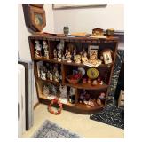 Vintage Wooden Corner Shelf Unit with Curved Front