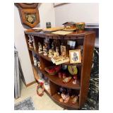 Vintage Wooden Corner Shelf Unit with Curved Front