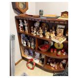 Vintage Wooden Corner Shelf Unit with Curved Front