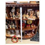 Vintage Wooden Corner Shelf Unit with Curved Front