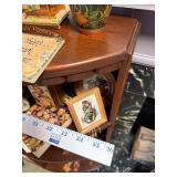 Vintage Wooden Corner Shelf Unit with Curved Front