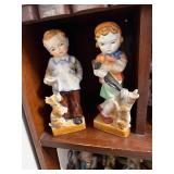 Collection of Hummel and Style Porcelain Figurines with Miniature Art Plaques