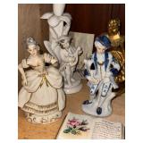 Collection of Decorative Porcelain and Ceramic Figurines with Books and Cameo Vase