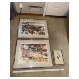 Set of 3 Framed Art Prints - Raleigh Kinney Signed and Flower Study