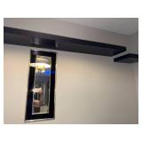 Black Wall Art and Framed Mirror Set with Floating Shelves