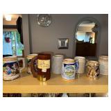 Collection of 8 Vintage Beer Steins and Mugs - German, Japanese, and Decorative Styles
