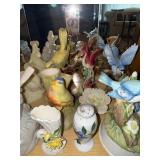 Collection of Ceramic and Porcelain Bird Figurines and Miniature Vases
