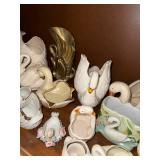 Collection of Porcelain and Ceramic Swan Figurines and Planters
