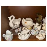 Collection of Porcelain and Ceramic Swan Figurines and Planters