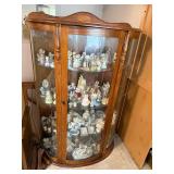 Curved Glass Oak Display Curio Cabinet with Shelves - Contents not included