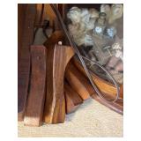 Curved Glass Oak Display Curio Cabinet with Shelves - Contents not included