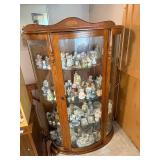 Curved Glass Oak Display Curio Cabinet with Shelves - Contents not included