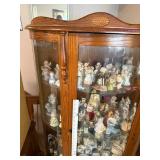 Curved Glass Oak Display Curio Cabinet with Shelves - Contents not included