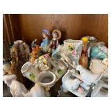 Collection of Porcelain Animal Figurines, Miniature Vases, and Decorative Trinkets