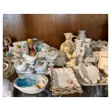 Collection of Porcelain Animal Figurines, Miniature Vases, and Decorative Trinkets