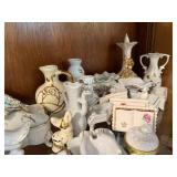 Collection of Porcelain Animal Figurines, Miniature Vases, and Decorative Trinkets