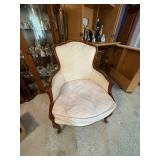 Vintage Upholstered Wood-Frame Accent Chair
