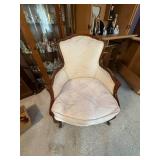 Vintage Upholstered Wood-Frame Accent Chair