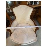 Vintage Upholstered Wood-Frame Accent Chair