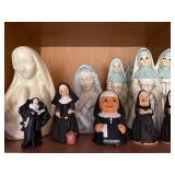 Collection of Nun and Madonna Ceramic Figurines