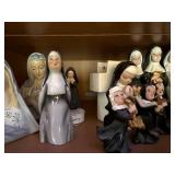 Collection of Nun and Madonna Ceramic Figurines