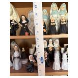 Collection of Nun and Madonna Ceramic Figurines