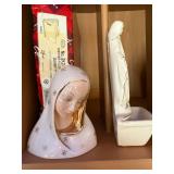 Set of Vintage Religious Porcelain Figurines and Holy Water Fonts