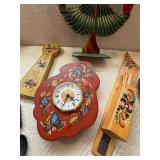 Set of 6 Scandinavian Folk Art Decor Pieces with Rosemaling Designs
