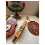 Set of 6 Scandinavian Folk Art Decor Pieces with Rosemaling Designs