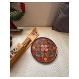 Set of 6 Scandinavian Folk Art Decor Pieces with Rosemaling Designs