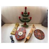 Set of 6 Scandinavian Folk Art Decor Pieces with Rosemaling Designs