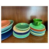 Colorful Vintage Ceramic Bowl and Plate Collection