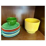 Colorful Vintage Ceramic Bowl and Plate Collection