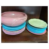 Colorful Vintage Ceramic Bowl and Plate Collection