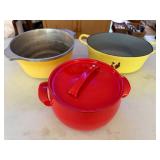 Set of 3 Descoware Belgium Cast Iron Dutch Ovens and Pots