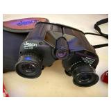 Jason Graphite Binoculars Model 234F with Case and Vintage Fishing Lures