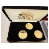 Gold Bond Stamp Books, PGA 2002 Keepsakes, Token Keychains and Grand Casino Collectible Coins Set