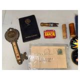 Vintage Ephemera, Thermometer, Sewing, and Collectible Assortment