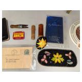 Vintage Ephemera, Thermometer, Sewing, and Collectible Assortment