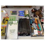 N Scale Model Train Set Collection with Tracks, Cars, Switches, Transformers, and Scenery Parts