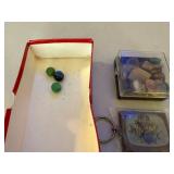 Vintage Ephemera Collection: Mixed Stones, Keychain, Buttons and Marbles