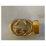 Gucci Italy Gold-Tone GG Logo Belt Buckle