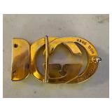 Gucci Italy Gold-Tone GG Logo Belt Buckle