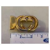 Gucci Italy Gold-Tone GG Logo Belt Buckle