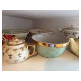 Vintage Mixed Ceramic and Porcelain Teapots and Bowls Collection