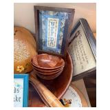 Collection of Decorative Plates, Bowls, and Framed Art with Scandinavian Motifs
