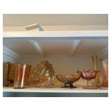 Collection of Iridescent Carnival Glass Decor Pieces
