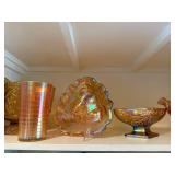 Collection of Iridescent Carnival Glass Decor Pieces